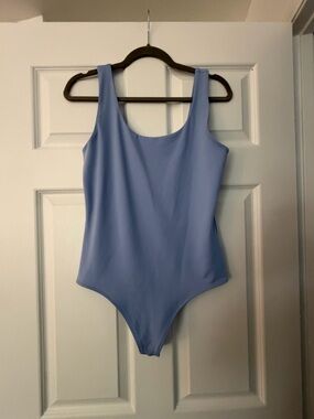 Express Light Blue Scoop Neck One-Piece Bodysuit